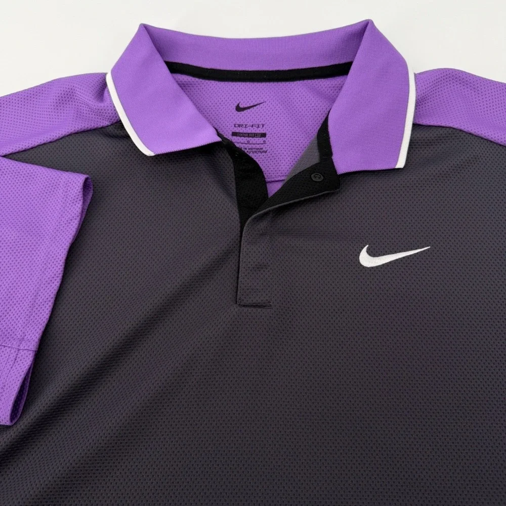 Nike Golf Club Polo Shirt Mens Large Purple Colorblock Dri-FIT FQ1150-573